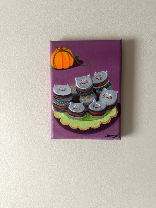 Black Cat Macarons |Witchtober Challenge Day 11 | Original Halloween Art