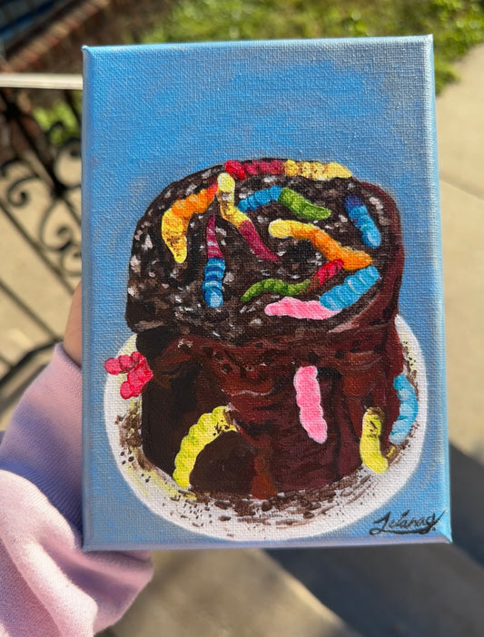 Gummy Worm Dirt Cake | Witchtober Day 9 | Original Halloween Art