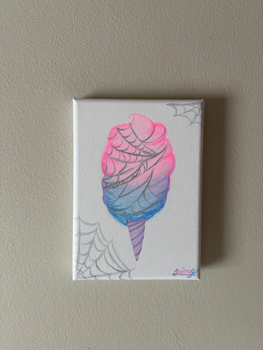 Cobweb Cotton Candy | Witchtober Challenge Day 18 | Original Halloween Art