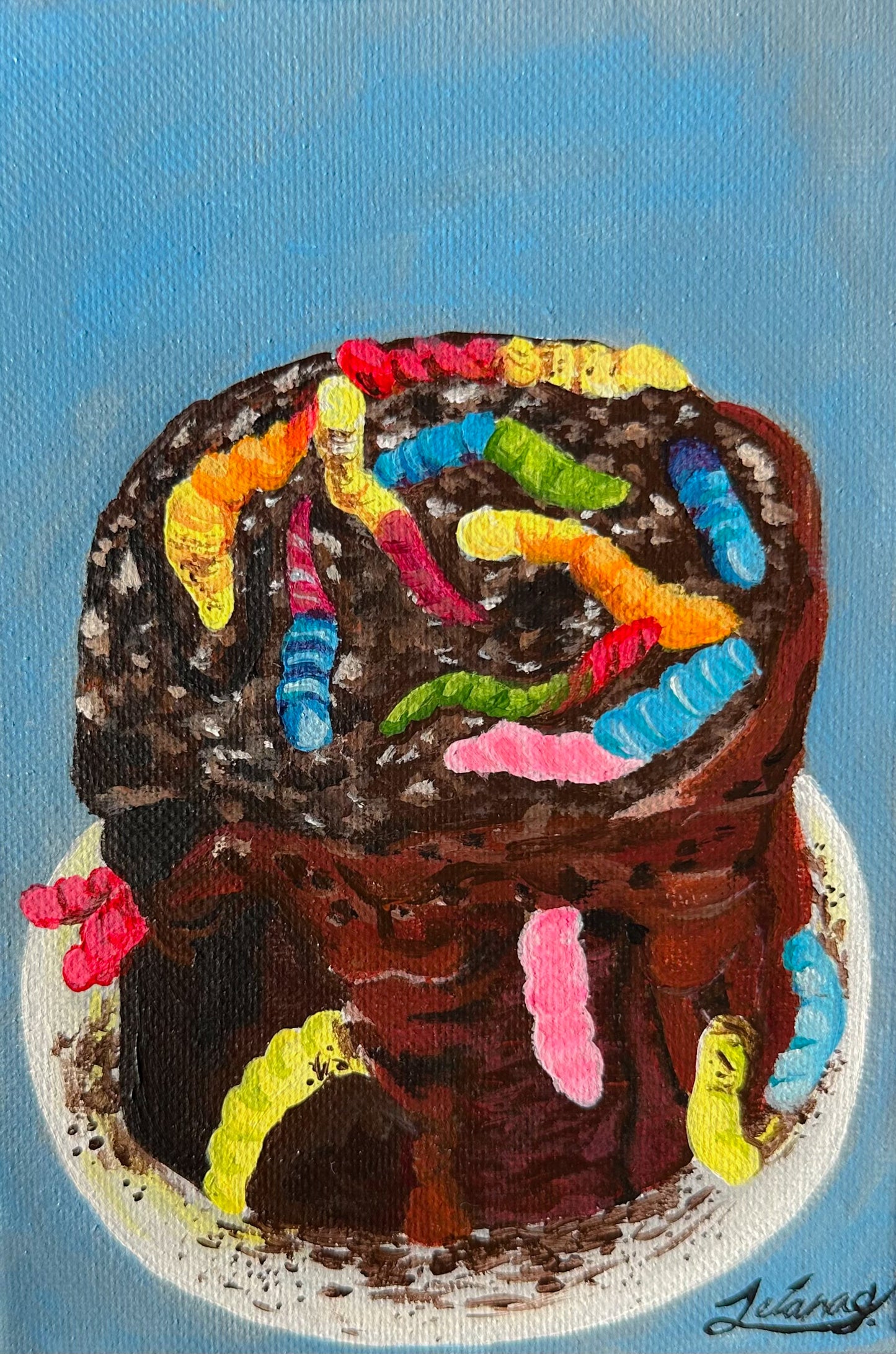 Gummy Worm Dirt Cake | Witchtober Day 9 | Original Halloween Art