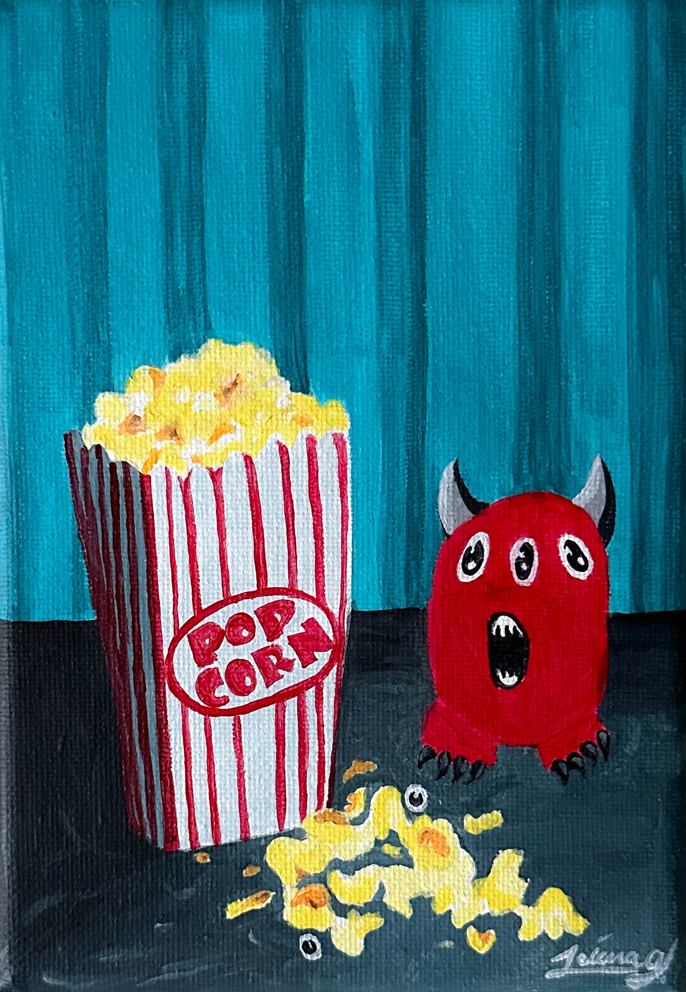 Monster Popcorn | Witchtober Challenge Day 12 | Original Halloween Art